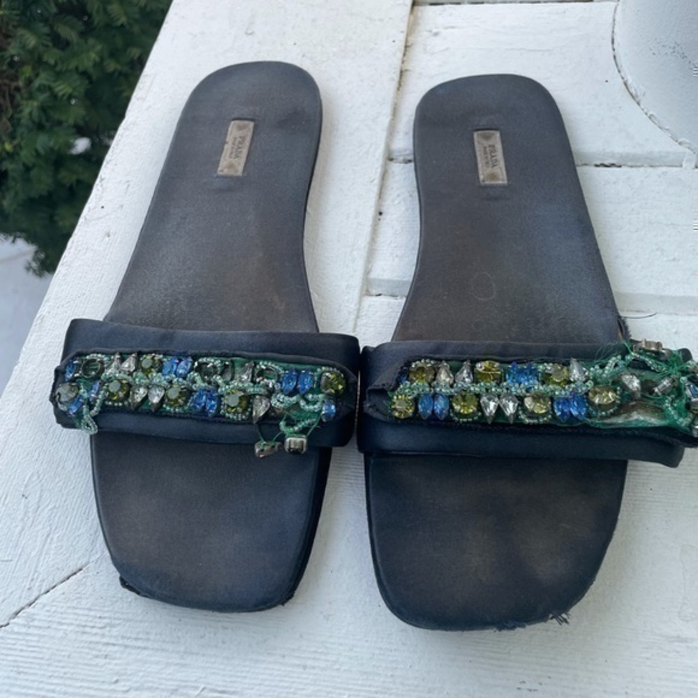 PRADA BEADED SATIN SLIPPER SANDAL SIZE 41 - Picture 1 of 10